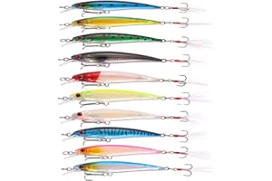 TUXIBIN 10 Piezas Señuelo para Pescar, Kits de Señuelos, Señuelos Pesca Accesorios, Cebos Artificiales Articulos de Pesca, Wobbler Flotante Swimbait Siluros Bass Lubina Señuelo