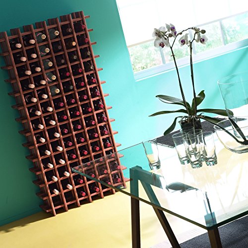 Modulares Weinregal System PRIMAVINO, für 84 Fl., Holz Kiefer dunkelbraun, stapelbar / erweiterbar – H 150 x B 75 x T 22 cm - 4