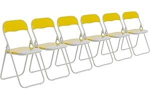 HARBOUR HOUSEWARES Chaise pliante rembourrée - pour le bureau - jaune/blanc - lot de 6