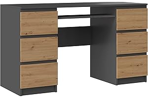 CDF Cuba Desk | Colour: Anthracite Artisan Oak | Ideal for Office, Study, Children's and Teenager's Room | Functional Desk for Computer, Laptop | Easy Assembly