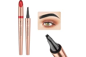 Anifer Pennarello per sopracciglia Nero in microblading liquido - Impermeabile, a lunga durata, naturale, penna per sopracciglia a 4 punte a forchetta.(Nero/Black #04)