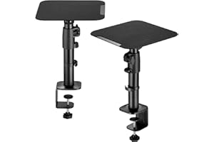 Drall Paire Statifs de Table avec Pince pour Haut-parleurs - Support de Table Enceintes de Monitoring Studio - Hauteur réglable - Pieds métallique - Enceinte jusqu'à 15 kg BH7BA