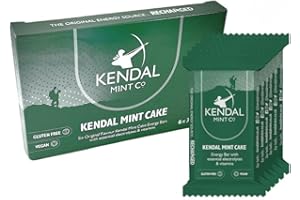 KENDAL MINT CO. KMC Energy Bars Pocket-sized, Original Flavour, Kendal Mint Cake Recharged, Vegan, Gluten Free with essential Electrolytes & Vitamins35g (Original, Pack of 6)
