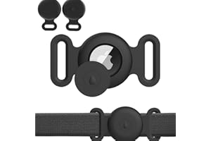 ANEI Waterproof Airtag Case for Dog Cat Collar, Apple Air Tag Protective Holder GPS Tracking Finder for Pet, Silicone Case for Dog Collar Cat Loop Holder Pet Accessories, Black - L