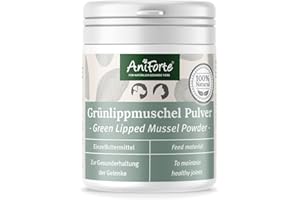 AniForte Polvo de mejillón de Labios Verdes para Perros y Gatos 100g - Polvo Natural de mejillones de Labios Verdes de Calidad Grasa, glicosaminoglicanos 3.3%, apoya Las articulaciones