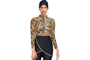 EOTCT Muslimischer Badeanzug für Damen, 3-teilig, langärmelig, Islamischer Badeanzug, Arabisch, Badeanzug, Hijab Burkini im BH, volle Abdeckung