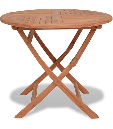 Table Pliante Ronde En Teck Massif Opio ø75cm - Pliante Pour Jardin/Balcon - Design Élégant
