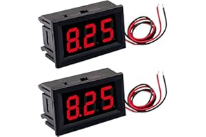 Greluma 2 Pièce Affichage de tension numérique DC 4,5V-30V, voltmètre LED 0,56" à 2 fils, testeur de tension, jauge de tension (rouge)