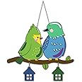 Artvibes Cute Pair of Birds Wooden Wall Hanging for Home Decoration | Garden Balcony | Office | Cafe | Decorative Door Hanging | Festive Decor Art Items (WH_9121N), Pack of 1
