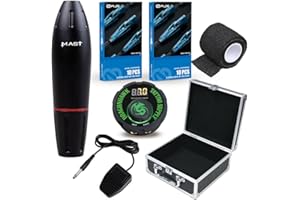 Dragonhawk Tattoo Maschine Set Tattoo Maschine Pen Kit Rotary Tattoo Pen 20 pcs Cartridges Tattoo nadeln Tattoo Pedal Power Supply for Tattoo Artists (DML-7)