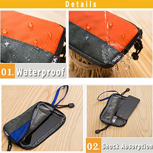 iPhone 7 Plus Case Sleeve, GOX Wasserdicht Shockproof 6 Zoll Kissen Schutzhülle Hülle Tragetasche Tasche Schutzhülle Tasche Dual Zipper Handtasche für Apple iPhone 7/7 Plus (Brauner Inder) - 3