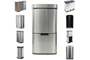 casa pura Kosz na śmieci o pojemności do 72 l, ze stali nierdzewnej, system segregacji śmieci do kuchni, kosz na śmieci z pedałem, kosz wewnętrzny z uchwytem do noszenia (irk – stal nierdzewna, 72 l)