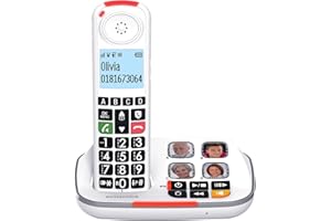 SWISSVOICE - Xtra 2355 - DECT - Téléphone Fixe sans Fil - Larges Touches - Répondeur - Audio Boost - Sonneries Fortes - Compatible Aides Auditives - Blocage D'Appel - Blanc