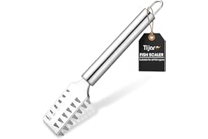 TIJAR Fish Scale Remover, Stainless Steel with Grip Handle Fish Scale Scraper, Fast Cleaning Fish Skin Steel Brush Cleaner Descaler Fish Tools (Stainless_Steel)
