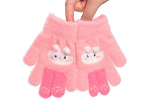 DOUKESH Guantes Invierno para Niña Niños,Elástico Guantes de Punto Niña,Guantes Térmicos Niña,Guantes de Invierno Niña,Guantes de Cálidos Invierno para Niña 2-6 Años,Regalos Navideños