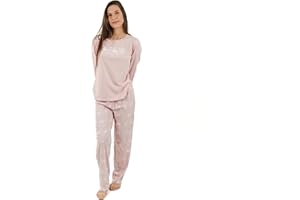 TRAMAS+ Pijama Mujer 100% Algodón con Camiseta Manga Larga y Pantalón Largo, Pijamas de Entretiempo Primavera y Verano
