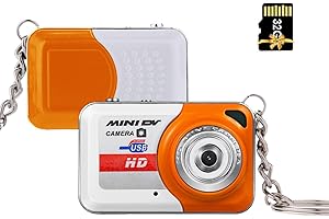 Andoer X6 Mini Portable Compact Keychain Camera with 32GB TF Card - Mini Camera for Kids, Orange