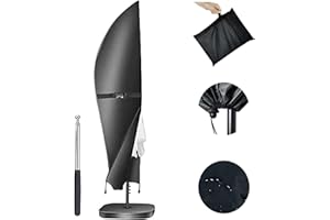 LINARUN Sonnenschirm Schutzhülle 600D Oxford, Abdeckung für Sonnenschirm 2 bis 4 m Große, Ampelschirm Schutzhülle Wasserdicht Wetterfeste UV-Beständige Abdeckhaube (mit Stange-205 CM)