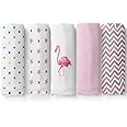 haus & kinder Cotton Muslin Swaddle Wrap For New Born Baby (Pack of 5, Pink)