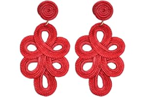 MAJALE Pendientes Mujer Largos Flamenca Obsequio San Valentín - Pendientes Ligeros de Boda, Fiesta, Sevillanos para Ocasiones Especiales - Pendientes Pasamaneria Estilo Cordón de Seda