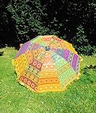 Tamaño: 72 "aprox. Bazzaree Jardín sombrilla Hecho a Mano Bordado Indio al Aire Libre Parasol Patio Paraguas 72 \".