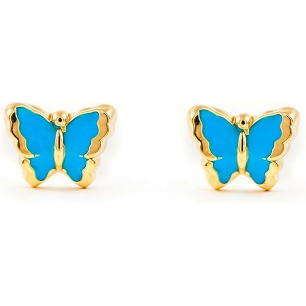 Mondepetit T1769P - Pendientes De Bebe/niña Oro 18 Kilates (18K) Patillas Turquesa 3 Mm. - Estuche Regalo - Certificado De Garantía