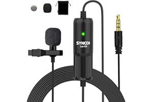 SYNCO Lavalier Microphone, S8 8 Metre Omnidirectional Condenser Clip On Microphone, Laptop Microphone, 3.5 mm TRS/TRRS for Smartphone iPhone Android Huawei Samsung PC Laptop Camera DSLR Camcorder
