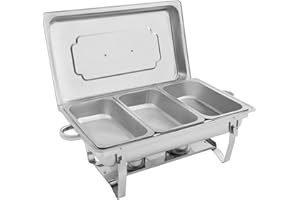 GDSKR Mahlzeit Chafing Dish, Edelstahl Warmhaltebehälter, Speisenwärmer, Warmhaltebehälter Edelstahl 3 * 2.5L, für Catering Buffet und Party(3x1/3 GN-Behälter)
