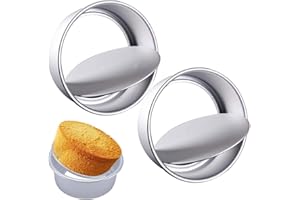 Menmamenma 4 Inch 2 Pcs Round Cake Tin Non-Stick Aluminum Bakeware Moulds Loose Base Removable Bottom for Mousse Chiffon Cakes Birthday Wedding Christmas Cake Baking Pan Dishwasher Safe