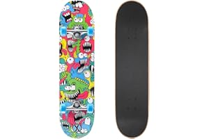 Xootz 31” x 8” Complete Skateboard for Beginners, 9 Ply Maple Deck, Double Kick Standard Board, for Boys and Girls, Multiple Colours