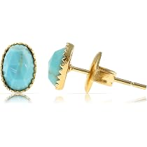 Orecchini Pendenti In Acciaio Inox Oro Con Sole E Pietra Turchese - Made By Nami - Gioielli Boho Donna Impermeabili