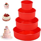 Silicone Cake Molds, 4 Pieces Non-Stick Silicone Baking Molds, Easy to Demold and Reusable Silicone Cake Mould for Layer Cake