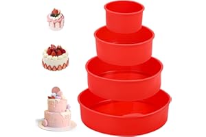 ZAXIVA Stampi in Silicone per Dolci, 4 pezzi Antiaderenti E Rilascio Rapido Silicone Torta Stampo, Tortiera Rotonda Riutilizzabile per Torta a Strati, Torta Al Formaggio, Torta Arcobaleno(10.7/16/21/26cm)