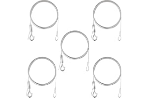 HEQISHUN 5 Piezas Cable de Colgar de Acero Inoxidable, Alambre para Colgar de Acero 1.5 mm×2 m Ajustable con Lazo y Gancho Cuerda de Alta Resistencia para Colgar Marco de Imagen Ropa Cuadros Soporte 30 Kg
