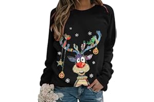 PEUIGNAO Hässliche Weihnachtspullover Damen Hässlicher Lustige Weihnachtspulli Ugly Christmas Weihnacht Pullover Pulli Weihnachts Sweatshirt Weihnachten Häßliche Rentier Weihnachtspullis Witzige Süße Hässlich
