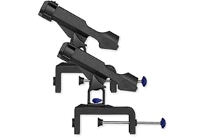 ZENFUN 2 Pack Fishing Boat Rods Holder, 360 Degree Rotation Adjustable Power Lock Fishing Rods Racks, Large Clamp Opening Folding Rod Holder for Canoe, Kayaks, Easy Installation, Bonus Screws