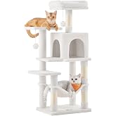 Feandrea Cat Tree, Height 112 cm, Multi-Level, 4 Scratching Posts | Cat Tower, 2 Platforms, 1 Cave, 1 Hammock, 2 Pompoms, Plu