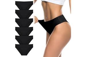 flintronic Bielizna damska, bawełniane, oddychające, rozciągliwe majtki, hipsterskie, ze średnim i niskim stanem, miękkie, wygodne, basic, na co dzień, wielopak, 6 sztuk