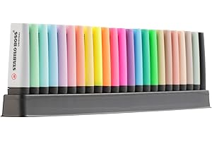 Zakreślacz - STABILO BOSS ORIGINAL - Zestaw biurkowy x 23 flamastry - 8 neonów + 8 pastelowych + 6 naturalnych kolorów + 1 czarny marker