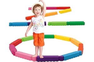 ARK MIIDO Viga de Equilibrio para Niños, Piedras de Paso para Niño, 10 Piedras Antideslizantes que Fomentan el Equilibrio Juguetes de Interior y Exterior Regalo para Niños Mayores 3 Años