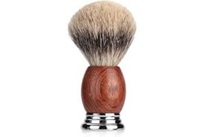 MODEPYNEER 100% Pure Badger Hair Shaving Brush Handmade with Walnut Wooden Handle and Stainless Steel Base Perfect for Wet Shaving (Brown)
