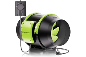 Hon&Guan Extracteur d'Air 150mm Silencieux avec Régulateur de Vitesse, Ventilateur d'extraction avec Prise Europlug IP44 Classe de Protection pour Machines à Graver au Laser