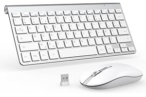 PINKCAT Ensemble Clavier et Souris sans Fil，Claiver AZERTY Français, Pack Clavier et Souris, Set Silencieux avec Récepteur Nano USB 2.4GHz, Compatible avec Windows/MacOS, Windows PC Laptop - Argent
