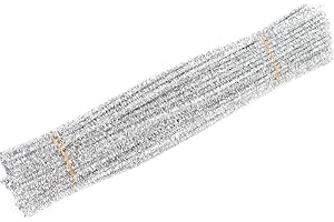 MoreChioce Cure-Pipes Glitter,100 Pcs Pipe Cleaner pour Enfent Paillettes Fil Chenille pour DIY Art Craft et Party Décoration 30CM,Argent