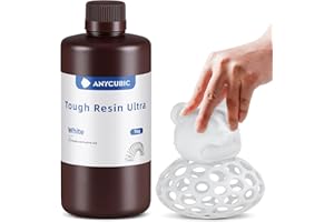 ANYCUBIC Resina Stampante 3D Ultra Tough, Ultra Forte e Robusta, Durevole Resistenza Agli Urti, Eccezionale Flessibilità, Adatta a Tutte le Stampanti 3D a Resina DLP/LCD, Bianco 1000g