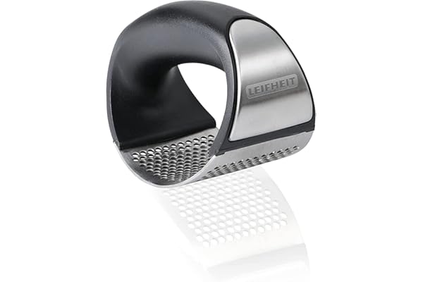 Leifheit Presse-ail Knobi King, manuel en acier inoxydable de qualité supérieure facile à utiliser, Presse ail bascule au design innovant, coupe ail inox convenant au lave-vaisselle
