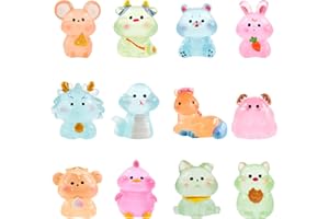 LALASTYLE 12pcs Luminous Resin 12 Zodiac Signs, Tiny Toy Animals for DIY Miniature Garden Landscape Dollhouse Home Decoration