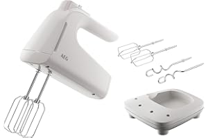 AEG Batidora de Mano con Varilllas AHM4W, 500W, 5 Velocidades, Función Turbo, Ideal para Mezclar, Amasar, Triturar y Batir, Accesorios Inox, Apta para Lavavajillas, Blanco