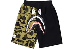 PADOLA Hombre Pantalones Cortos Shark 3D Estampado Shorts con Cintura elástica Pantalones Cortos de Verano Deportivos para Playa con Bolsillos