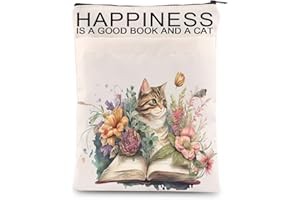 KEYCHIN Canvas Zipper Book Cover - Beige, Fits Most Textbooks and Notebooks, Extra Front Pocket for Accessories - Bookish Gifts for Book Lovers